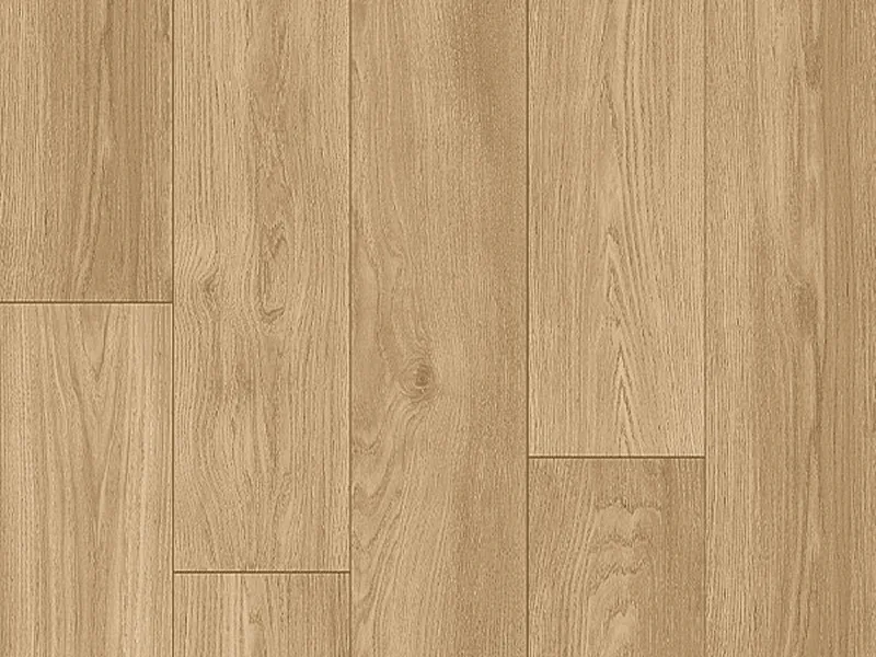 Close-up of light oak-look laminate flooring