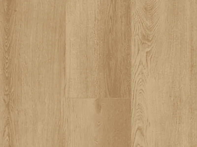 Close-up of warm oak-look luxury vinyl plank
