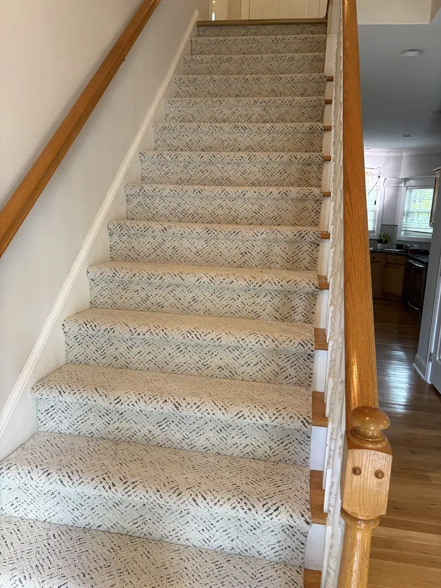 Staircase with new patterned carpet